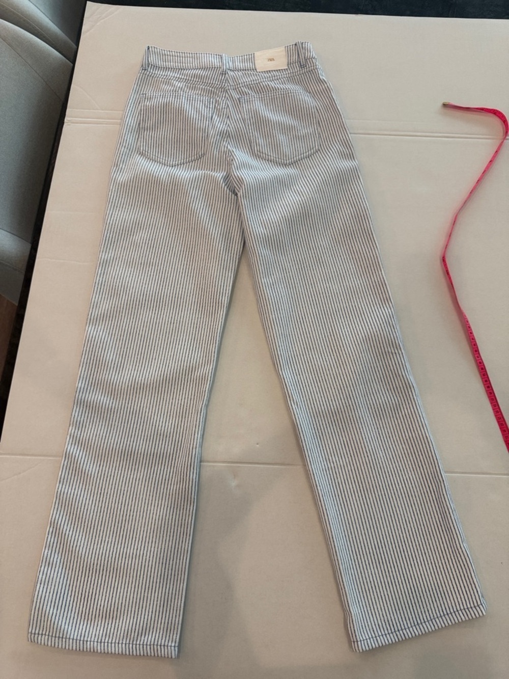 Zara Womens Blue & White Pinstripe Chinos - Picture 9 of 10